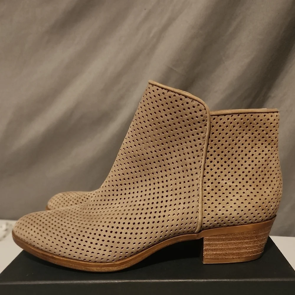 Lucky Brand Beige Perforated Ankle Booties